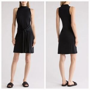 Vince Sleeveless Mock Neck Dress Black Pima Cotton Women’s XS S M L NWT